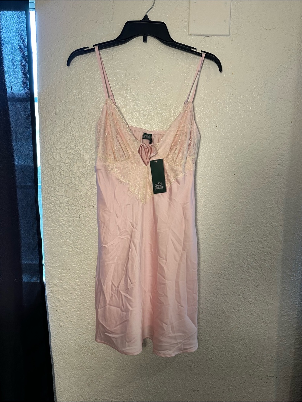wild fable Light Pink Lace-Trim Slip Dress wrinkly
